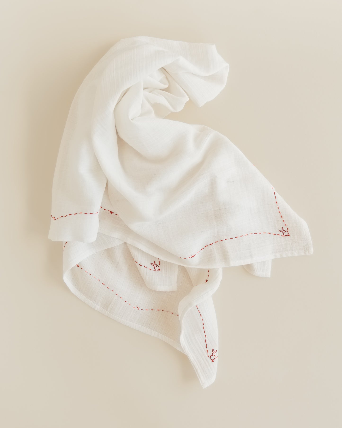 embroidered swaddle - folk bunny