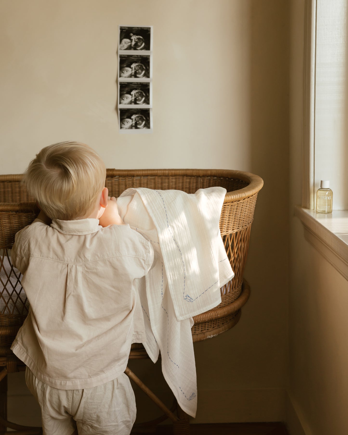 embroidered swaddle - rocking horse