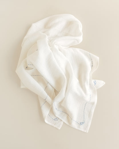 embroidered swaddle - rocking horse