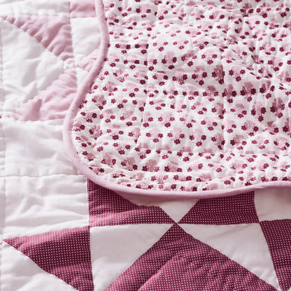abigail pink quilted throw blanket