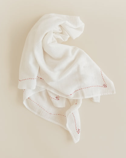 embroidered swaddle - folk bunny