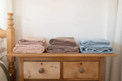 cozy waffle blanket - powder
