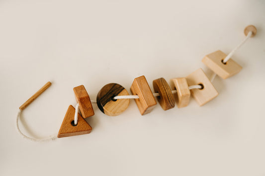 wooden lacing geometric shapes