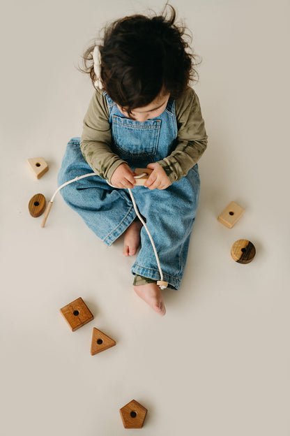 wooden lacing geometric shapes